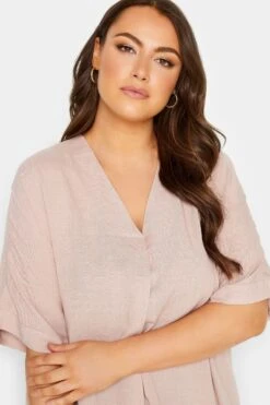 YOURS Curve Pink Marl V-Neck Top -Saga Dresses Shop be0f2895 aead 44 174268 D