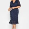 YOURS LONDON Navy Blue Lace Wrap Dress