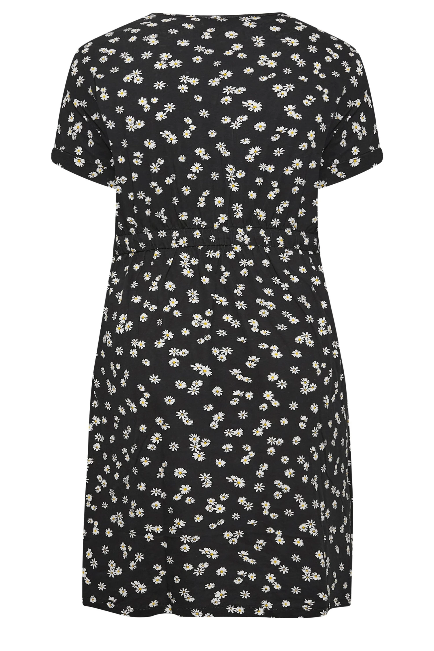 YOURS Curve Black Daisy Print Cotton T-Shirt Dress 6 YOURS Curve Black Daisy Print Cotton T-Shirt Dress - Image 6