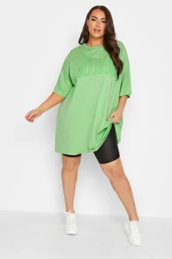 YOURS Curve 2 PACK White & Green 'Miami' Tunic T-Shirts -Saga Dresses Shop be9e1698 feed 47 320706 B1