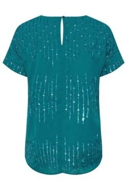 LUXE Curve Teal Blue Sequin Hand Embellished Top -Saga Dresses Shop bfd0086e 35f8 4f 161601 Y