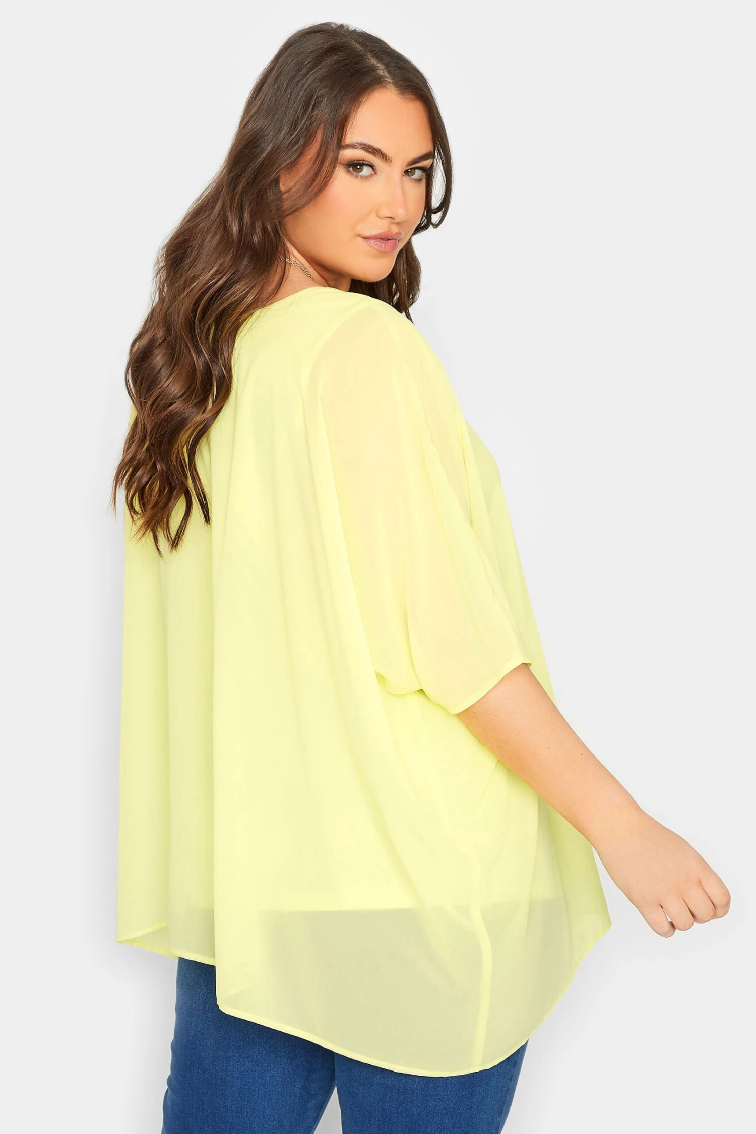 YOURS LONDON Curve Yellow Cape Top 2 YOURS LONDON Curve Yellow Cape Top - Image 2