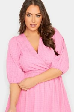 YOURS Curve Pink Textured Wrap Top 8 YOURS Curve Pink Textured Wrap Top -Saga Dresses Shop c03992d0 f4a4 48 131752 D