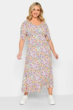 YOURS PETITE Curve Pink Floral Print Tea Dress