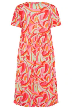 LIMITED COLLECTION Curve Bright Pink Abstract Print Midaxi Smock Dress 15 LIMITED COLLECTION Curve Bright Pink Abstract Print Midaxi Smock Dress -Saga Dresses Shop c1280e19 2460 48 213732 BK