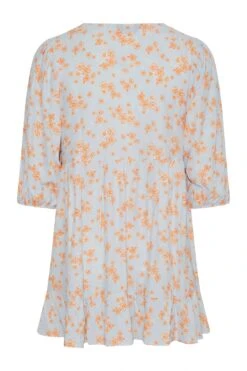 YOURS Curve Blue Floral Tie Neck Smock Top -Saga Dresses Shop c1caabf7 6696 4f 173756 Y