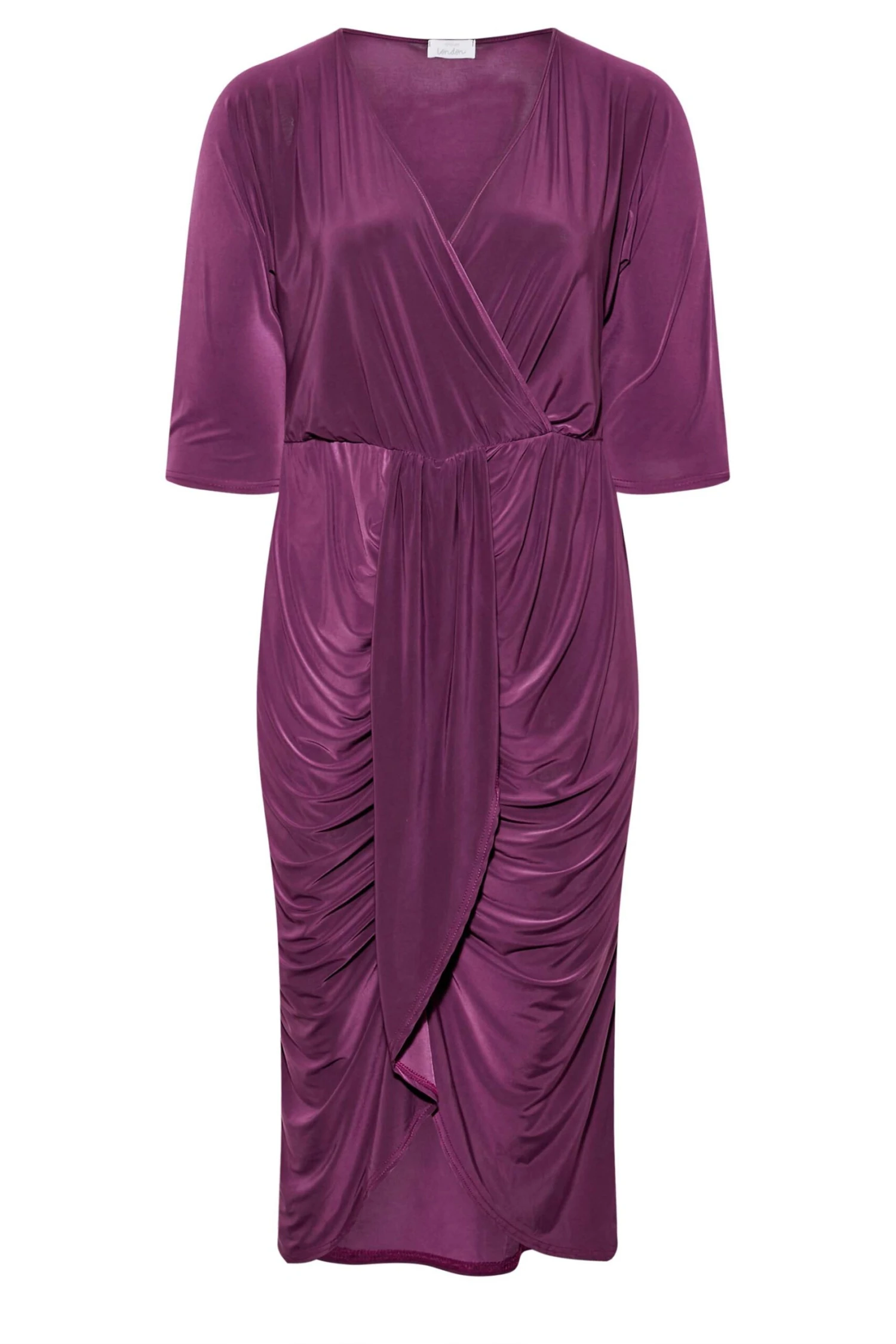 YOURS LONDON Curve Purple Ruffle Wrap Bodycon Dress 5 YOURS LONDON Curve Purple Ruffle Wrap Bodycon Dress - Image 5