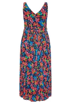 YOURS LONDON Curve Blue Floral Pleated Maxi Dress -Saga Dresses Shop c24f7374 bd91 4d 162021 Y