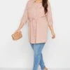 YOURS Curve Blush Pink Utility Tunic Linen Look Shirt