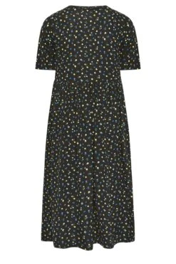 YOURS Curve Black Ditsy Floral Smock Dress -Saga Dresses Shop c29e48ff 6830 45 302231 Y