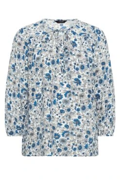 YOURS Curve Blue Floral Long Sleeve Top -Saga Dresses Shop c2d7e65f 78db 4a 301185 X