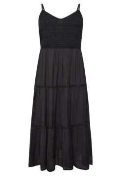 LIMITED COLLECTION Curve Black Crochet Tiered Midaxi Dress -Saga Dresses Shop c3c866e8 8b96 47 215581 X