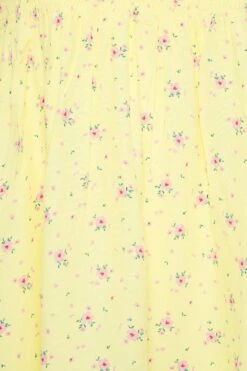 YOURS Curve Yellow Floral Print Shirred Top -Saga Dresses Shop c43b54c2 6270 42 330066 Z