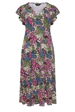 YOURS Curve Black & Green Ditsy Print Frill Sleeve Wrap Maxi Dress 10 YOURS Curve Black & Green Ditsy Print Frill Sleeve Wrap Maxi Dress -Saga Dresses Shop c44ba0e7 76dc 4f 301889 X