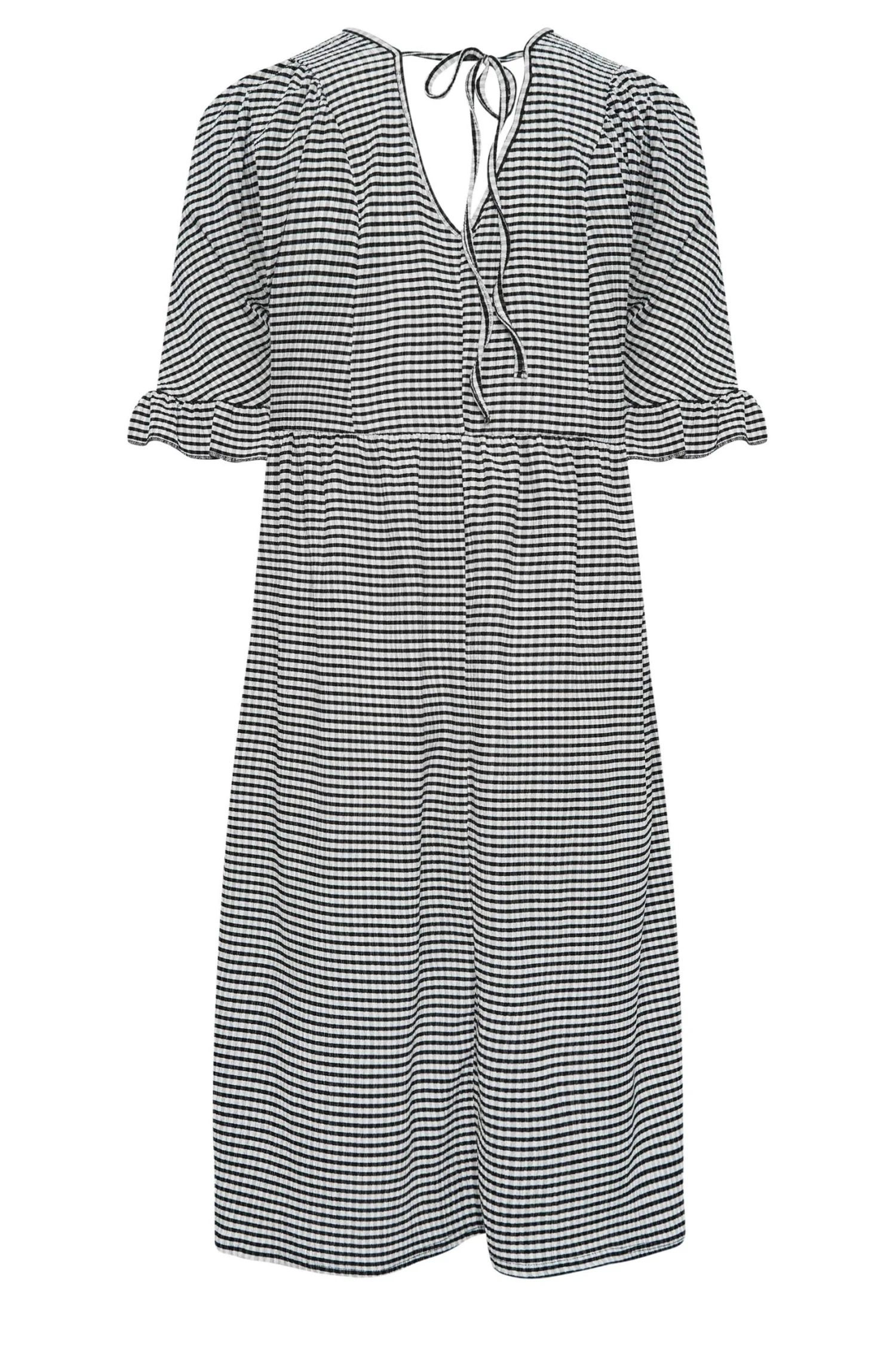YOURS Curve Black Gingham Textured Smock Midi Dress 7 YOURS Curve Black Gingham Textured Smock Midi Dress - Image 7