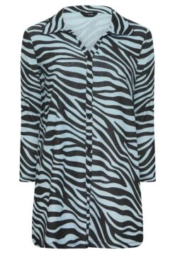 YOURS Curve Blue & Black Zebra Print Shirt -Saga Dresses Shop c490146e 3f49 4d 301922 X