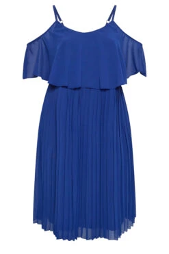 YOURS LONDON Curve Cobalt Blue Pleated Overlay Midi Dress -Saga Dresses Shop c4b8b8a7 c7f5 46 162120 X