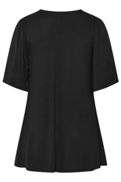 YOURS Curve Black Pleat Angel Sleeve Swing Top -Saga Dresses Shop c4d86772 f0aa 42 320315 Y