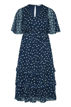 YOURS LONDON Curve Navy Blue Polka Dot Ruffle Maxi Dress -Saga Dresses Shop c50480ef 9fed 43 161144 F