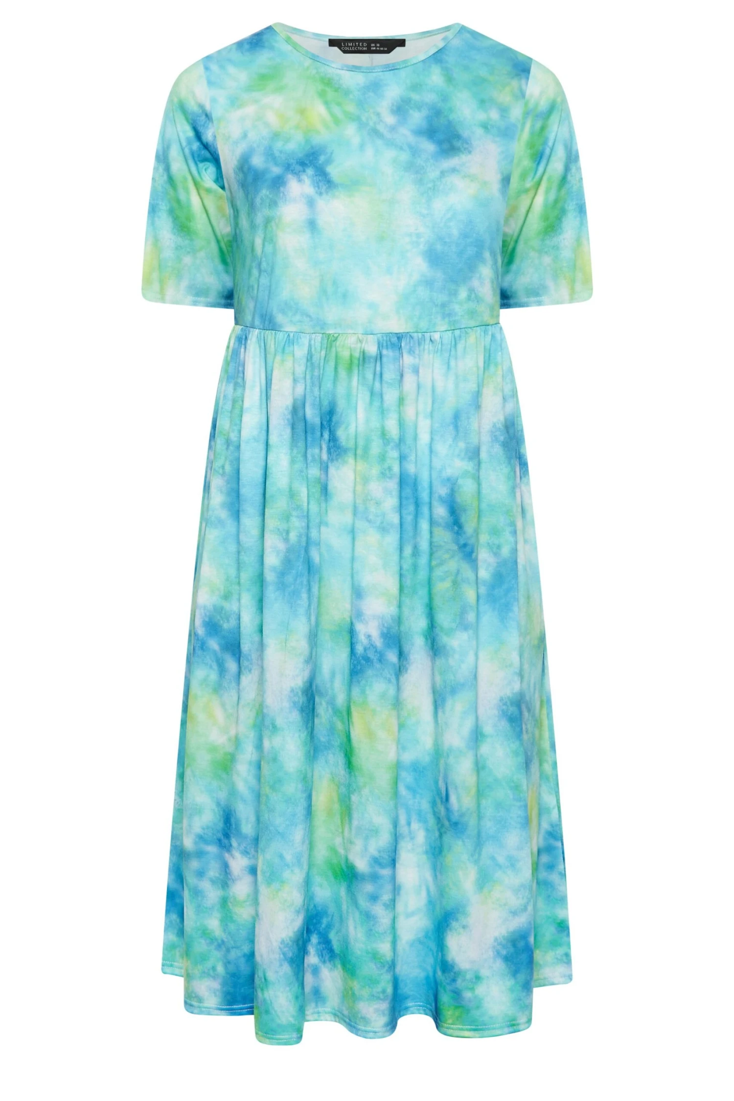 LIMITED COLLECTION Curve Blue Tie Dye Midaxi Smock Dress 5 LIMITED COLLECTION Curve Blue Tie Dye Midaxi Smock Dress - Image 5