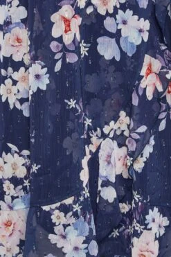 YOURS LONDON Curve Blue Floral Cold Shoulder Wrap Dress -Saga Dresses Shop c536fadc 4417 44 162051 Z