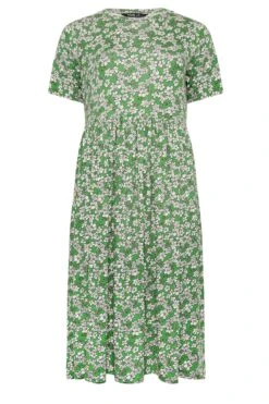 YOURS Curve Green Floral Smock Dress -Saga Dresses Shop c54d1900 c1da 45 302229 X
