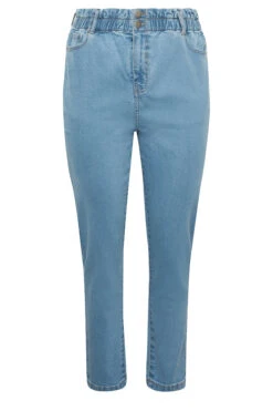 YOURS Curve Light Blue Stretch Elasticated Waist MOM Jeans -Saga Dresses Shop c55df672 d5e0 41 143244 X
