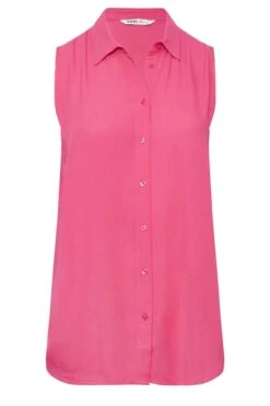 YOURS Curve Hot Pink Dipped Hem Sleeveless Blouse -Saga Dresses Shop c60c61a9 429d 4d 330015 X
