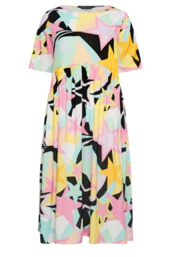 LIMITED COLLECTION Curve Black & Pink Star Print Midaxi Smock Dress -Saga Dresses Shop c6d5c671 b4fc 4c 215705 X