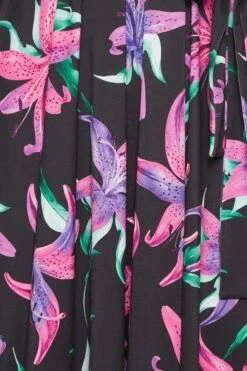 YOURS LONDON Curve Black Floral Print Wrap Dress -Saga Dresses Shop c711e718 ed44 40 162201 Z