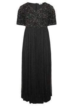 LUXE Curve Black Angel Sequin Sleeve Maxi Dress -Saga Dresses Shop c7355f21 c59f 4c 161932 X