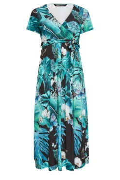 YOURS Curve Black & Blue Leaf Print Wrap Neck Dress 10 YOURS Curve Black & Blue Leaf Print Wrap Neck Dress -Saga Dresses Shop c7bffc28 bb06 41 302293 X