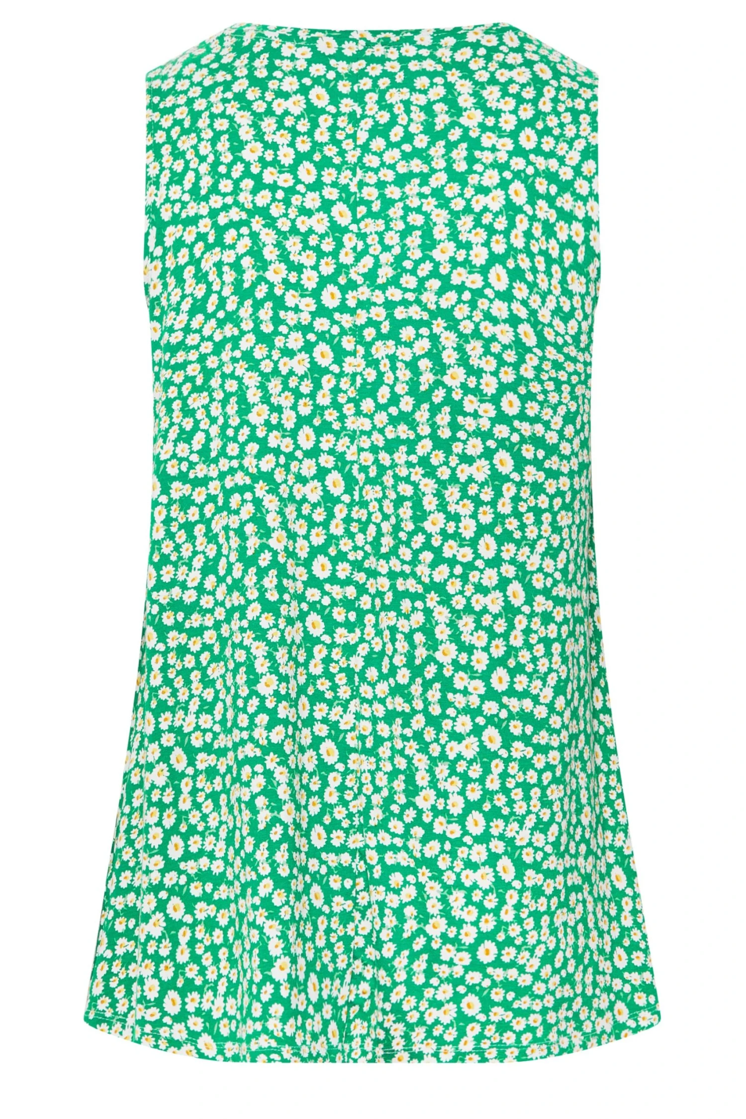 YOURS Curve Green Daisy Print Pleat Front Vest Top 5 YOURS Curve Green Daisy Print Pleat Front Vest Top - Image 5