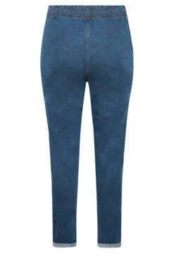 YOURS Curve Mid Blue Paperbag Waist Stretch MOM Jeans -Saga Dresses Shop c7db9bed d474 45 143264 Y