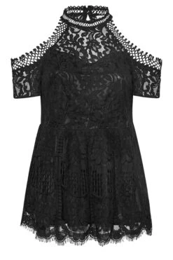 YOURS LONDON Curve Black Cold Shoulder Lace Top -Saga Dresses Shop c7dcb732 8ecc 48 162024 X