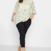 YOURS LONDON Curve Light Green Floral Tunic Top