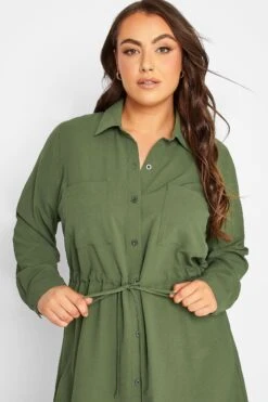 YOURS Curve Green Utility Tunic Shirt -Saga Dresses Shop c81c4101 c780 4c 131730 D