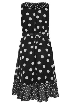 YOURS LONDON Curve Black Polka Dot Print Double Ruffle Wrap Dress -Saga Dresses Shop c8639b67 3582 4a 162055 Y