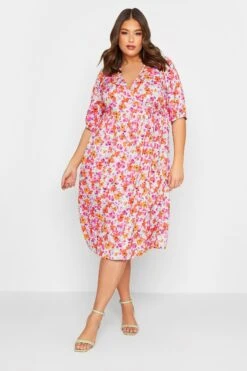 LIMITED COLLECTION Curve Purple Floral Wrap Midaxi Dress