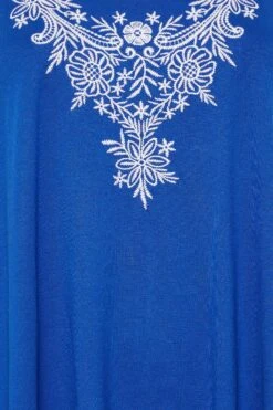 YOURS Curve Blue Embroidered Neck Vest Top -Saga Dresses Shop c8bc429a b555 46 300920 Z