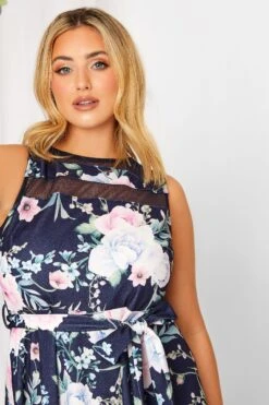 YOURS LONDON Curve Navy Blue & Pink Floral Mesh Panel Skater Dress 8 YOURS LONDON Curve Navy Blue & Pink Floral Mesh Panel Skater Dress -Saga Dresses Shop c8ceaa4c ec8f 4b 162041 D