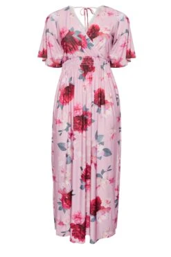 YOURS LONDON Curve Pink Floral Shirred Maxi Dress 12 YOURS LONDON Curve Pink Floral Shirred Maxi Dress -Saga Dresses Shop c90f06b8 75b6 45 162124 X