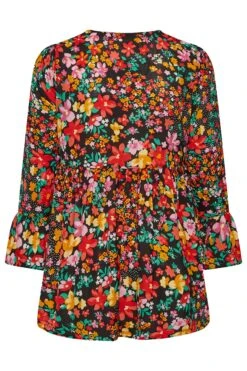 LIMITED COLLECTION Curve Black & Pink Floral Print Blouse -Saga Dresses Shop c9e1074d aebb 41 215404 Y