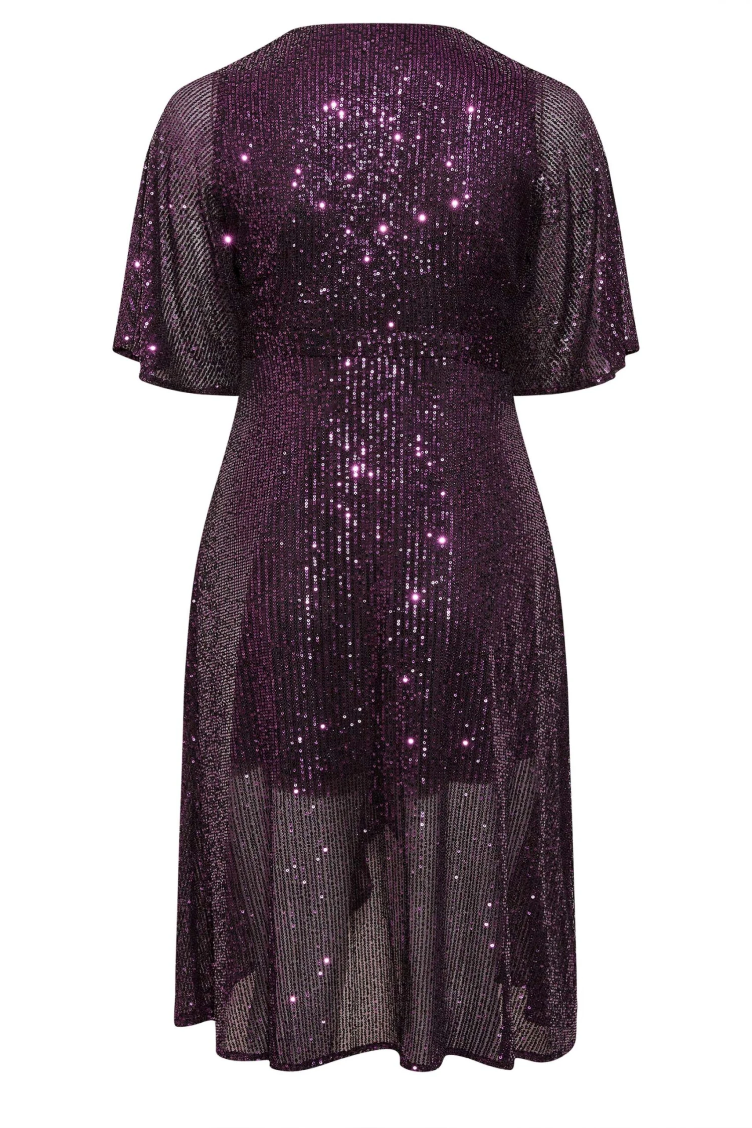 YOURS LONDON Curve Purple Sequin Embellished Double Wrap Dress 6 YOURS LONDON Curve Purple Sequin Embellished Double Wrap Dress - Image 6