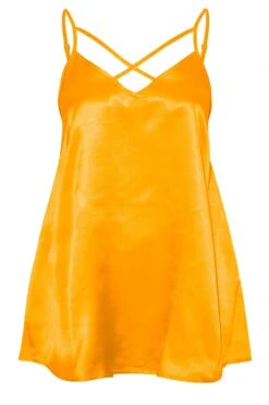 LIMITED COLLECTION Curve Bright Yellow Satin Cami Top -Saga Dresses Shop c9ebc14d ffa0 4e 214571 F
