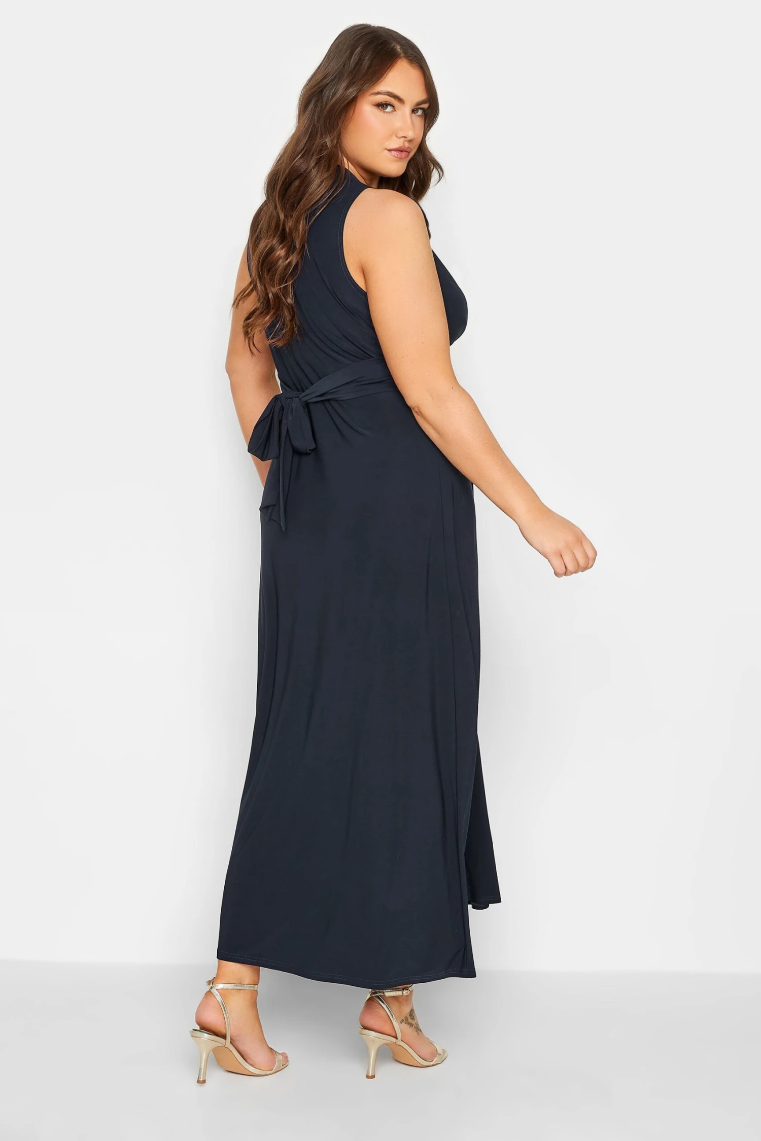 YOURS LONDON Curve Navy Blue Knot Front Maxi Dress 2 YOURS LONDON Curve Navy Blue Knot Front Maxi Dress - Image 2