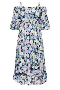 YOURS Curve Purple Floral Cold Shoulder Midaxi Dress 10 YOURS Curve Purple Floral Cold Shoulder Midaxi Dress -Saga Dresses Shop cab316fe 7ee6 42 137286 X