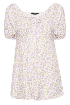 YOURS Curve White Floral Print Gypsy Top -Saga Dresses Shop cb002cbb 3065 45 320351 X