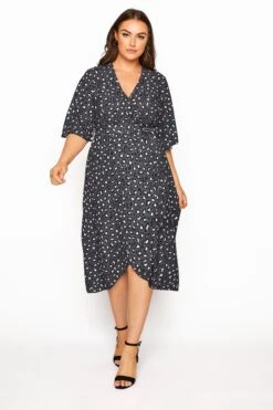 YOURS LONDON Curve Grey Leopard Midi Wrap Dress