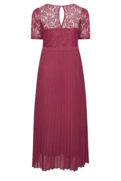 YOURS LONDON Curve Burgundy Red Lace Puff Sleeve Pleated Maxi Dress 11 YOURS LONDON Curve Burgundy Red Lace Puff Sleeve Pleated Maxi Dress -Saga Dresses Shop cc07260e 01bb 46 161904 Y